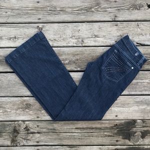 7FAM Embellished Signature Pocket Dojo Flare Jeans